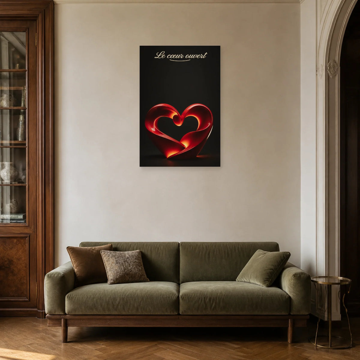 Affiche Le cœur ouvert - Sculpture 3D dans un salon - Art Virtuoso