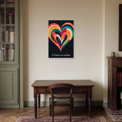 Affiche L’amour en couleurs - Cœur arc-en-ciel dans un bureau - Art Virtuoso