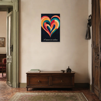 Affiche L’amour en couleurs - Cœur arc-en-ciel dans une entrée ou un couloir - Art Virtuoso