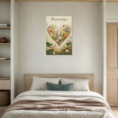 Affiche Cœur sauvage - Herbier romantique dans une chambre - Art Virtuoso
