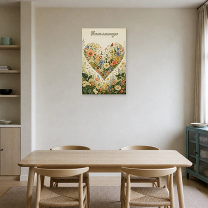 Affiche Cœur sauvage - Herbier romantique dans une salle à manger - Art Virtuoso