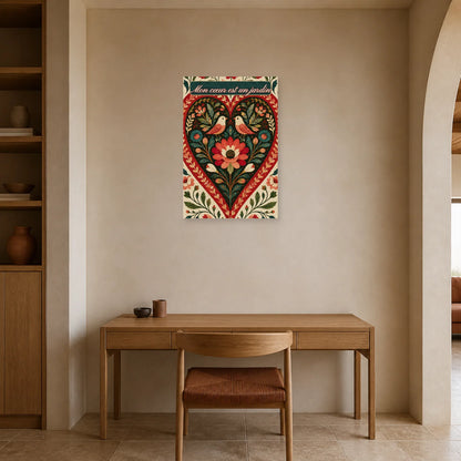 Affiche Mon cœur est un jardin - Cœur folk dans un bureau - Art Virtuoso