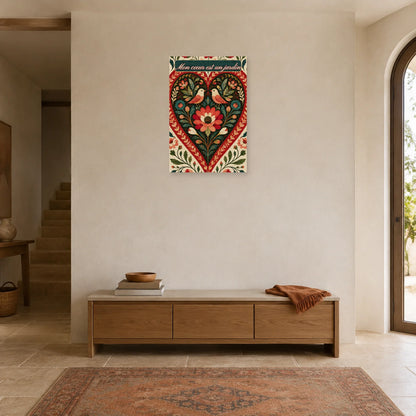 Affiche Mon cœur est un jardin - Cœur folk dans une entrée ou un couloir - Art Virtuoso