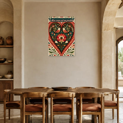Affiche Mon cœur est un jardin - Cœur folk dans une salle à manger - Art Virtuoso