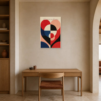 Affiche L’amour en formes - Cœur géométrique moderne dans un bureau - Art Virtuoso
