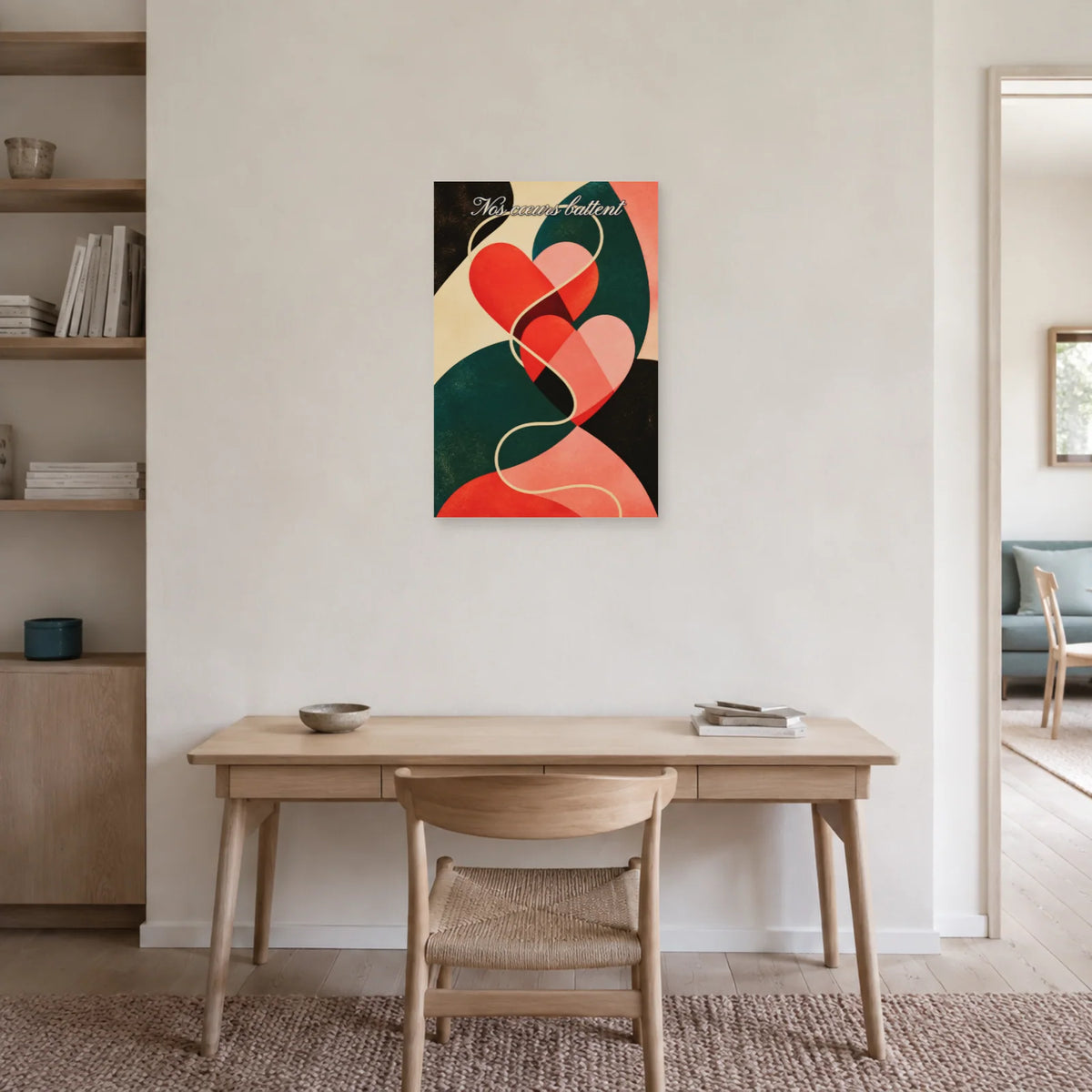 Affiche Nos cœurs battent - Cœur graphique dans un bureau - Art Virtuoso