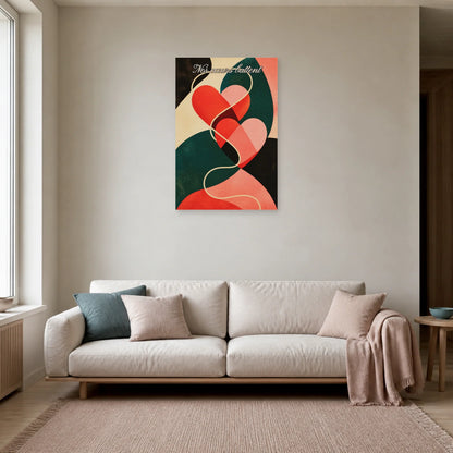 Affiche Nos cœurs battent - Cœur graphique dans un salon - Art Virtuoso