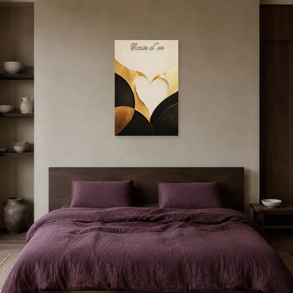 Affiche Cœur d’or - Abstraction moderne dans une chambre - Art Virtuoso
