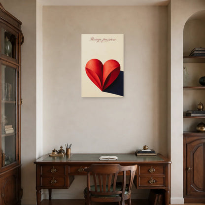 Affiche Rouge passion - Cœur minimaliste dans un bureau - Art Virtuoso