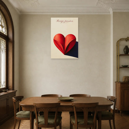 Affiche Rouge passion - Cœur minimaliste dans une salle à manger - Art Virtuoso