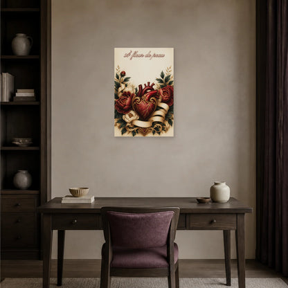 Affiche À fleur de peau - Cœur tatouage dans un bureau - Art Virtuoso