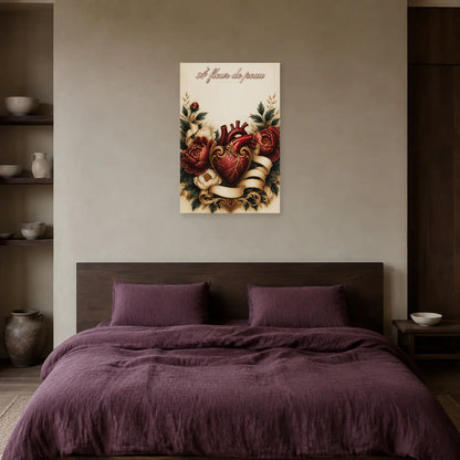 Affiche À fleur de peau - Cœur tatouage dans une chambre - Art Virtuoso