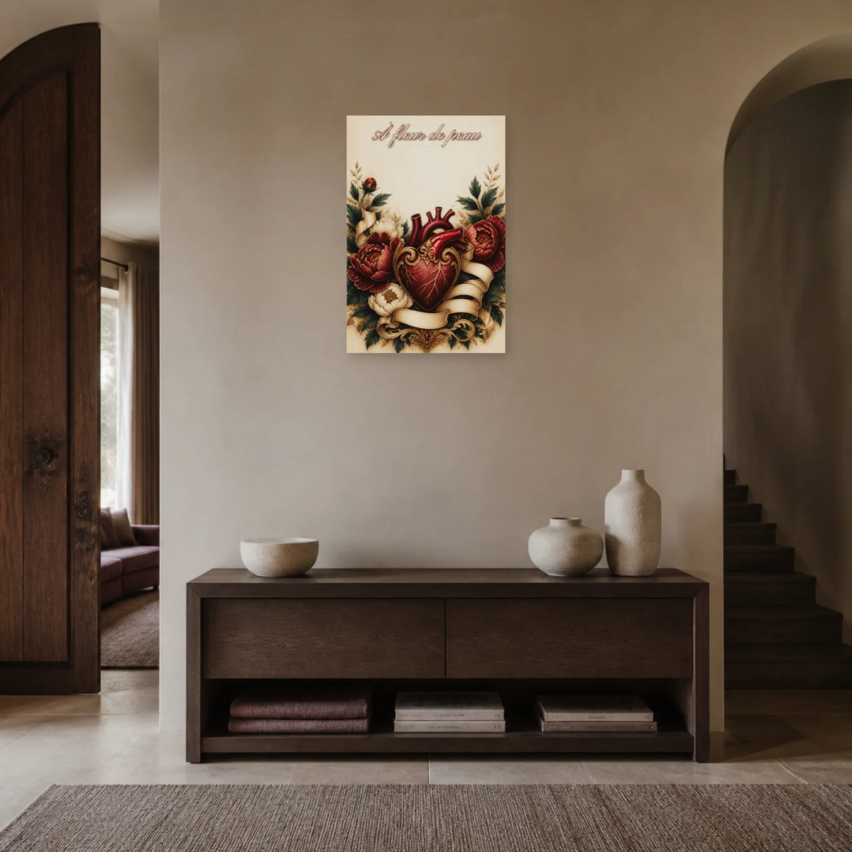 Affiche À fleur de peau - Cœur tatouage dans une entrée ou un couloir - Art Virtuoso
