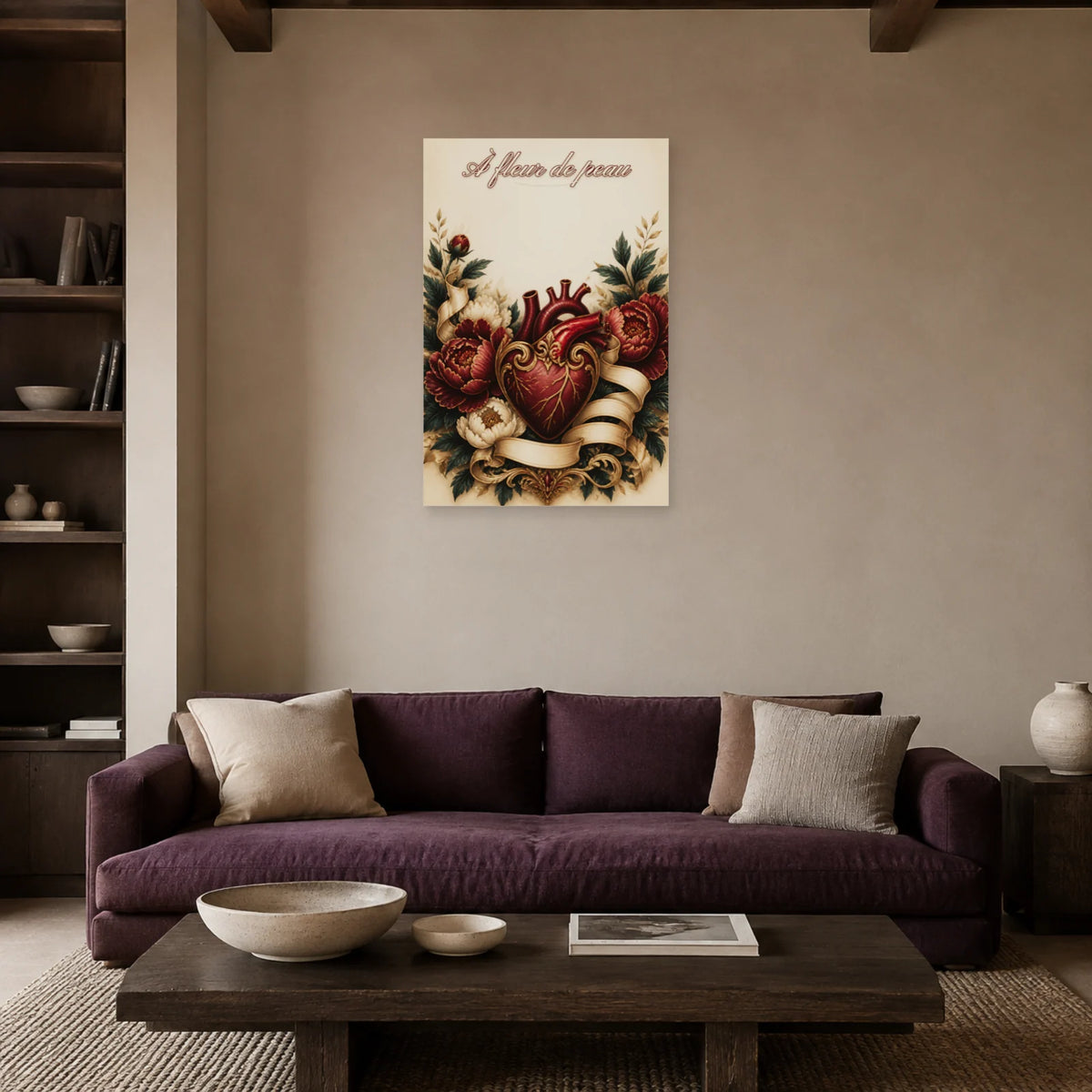Affiche À fleur de peau - Cœur tatouage dans un salon - Art Virtuoso