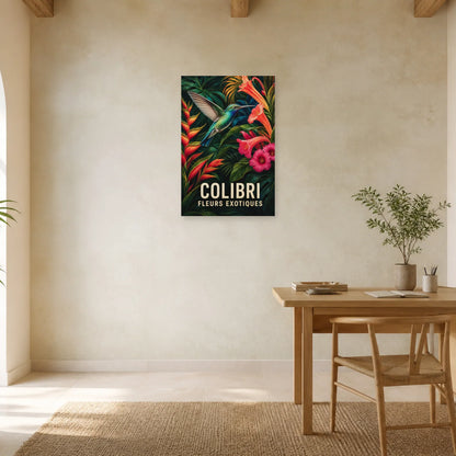 Affiche Colibri – Fleurs exotiques dans un bureau - Art Virtuoso