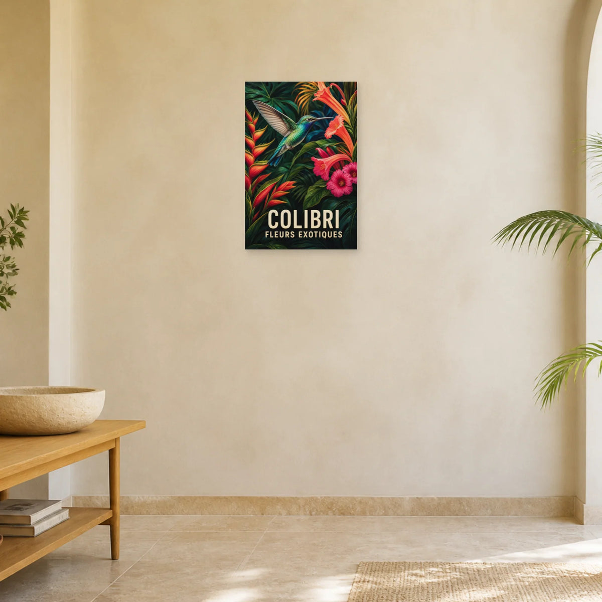 Affiche Colibri – Fleurs exotiques dans une entrée ou un couloir - Art Virtuoso