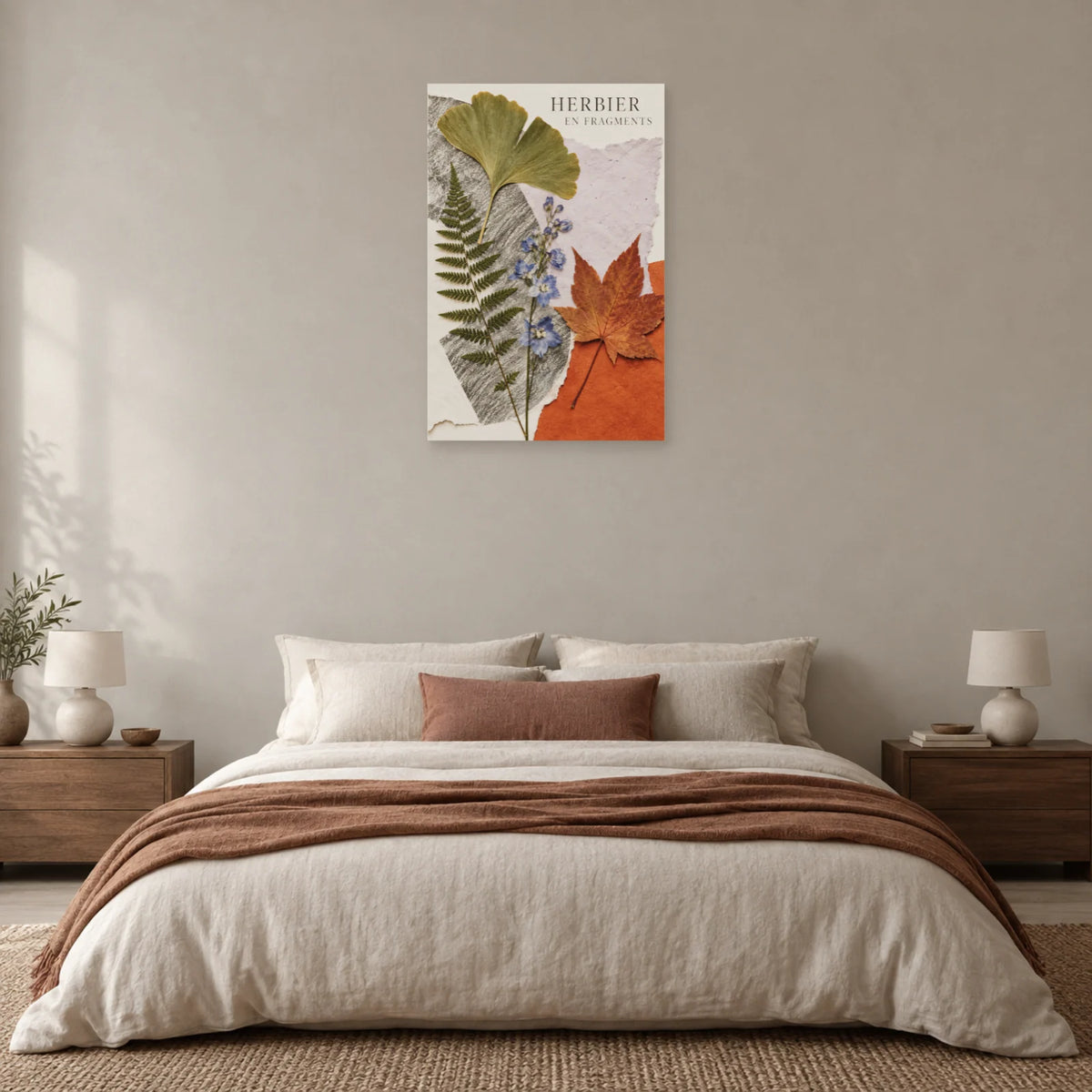Affiche Collage botanique - Herbier en fragments dans une chambre - Art Virtuoso