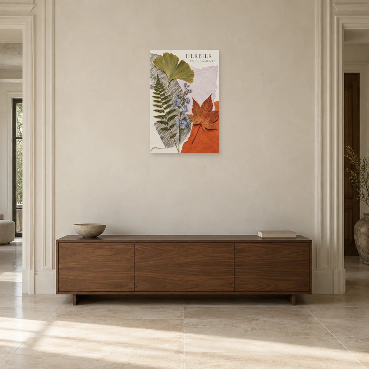 Affiche Collage botanique - Herbier en fragments dans une entrée ou un couloir - Art Virtuoso