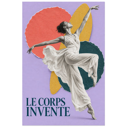 Affiche Collage danse - Le corps invente, collage photographique / portrait en mouvement / papier découpé verticale, format 40 × 60 cm