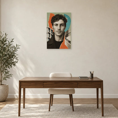 Affiche Collage homme - Facettes urbaines dans un bureau - Art Virtuoso