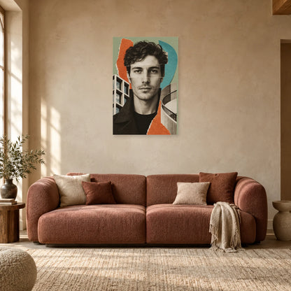 Affiche Collage homme - Facettes urbaines dans un salon - Art Virtuoso