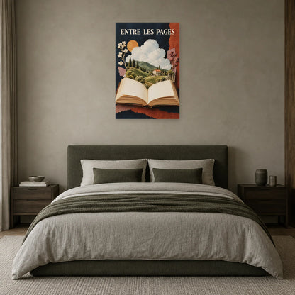 Affiche Collage livre - Entre les pages dans une chambre - Art Virtuoso