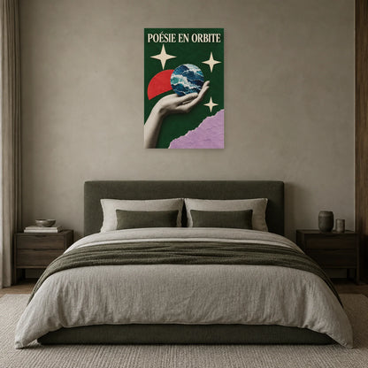 Affiche Collage main - Poésie en orbite dans une chambre - Art Virtuoso