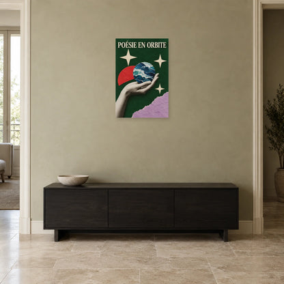 Affiche Collage main - Poésie en orbite dans une entrée ou un couloir - Art Virtuoso