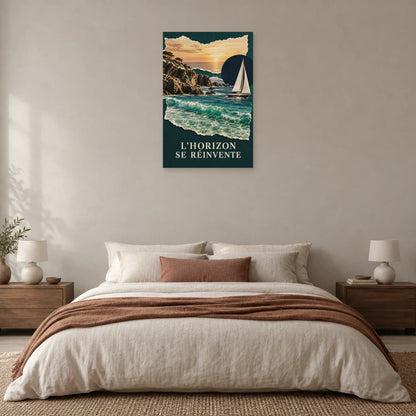 Affiche Collage mer - Horizons déchirés dans une chambre - Art Virtuoso