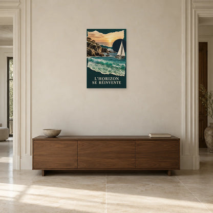 Affiche Collage mer - Horizons déchirés dans une entrée ou un couloir - Art Virtuoso