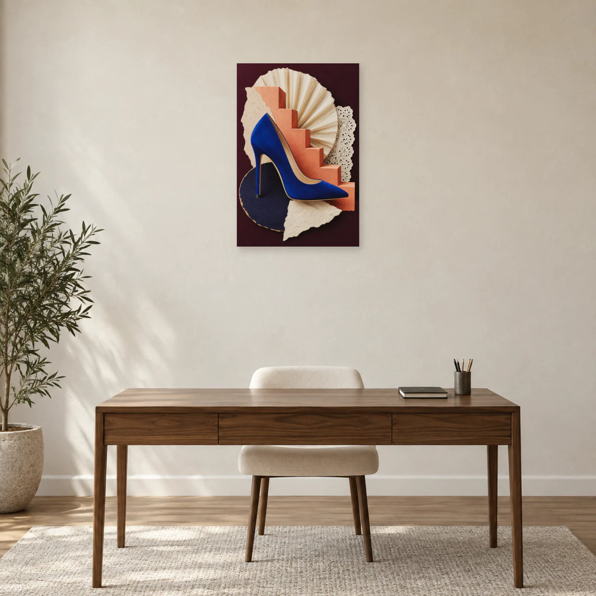 Affiche Collage mode - Lignes singulières dans un bureau - Art Virtuoso