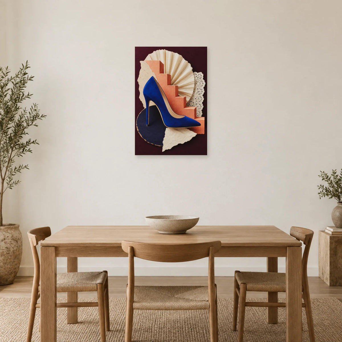Affiche Collage mode - Lignes singulières dans une salle à manger - Art Virtuoso