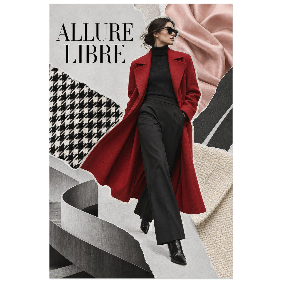 Affiche Collage mode - Allure libre, collage photographique / composition de mode / inspiration éditoriale verticale, format 30 × 45 cm