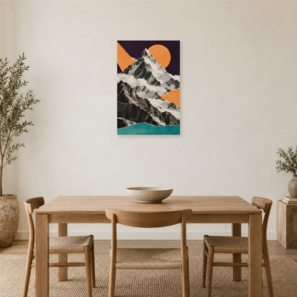 Affiche Collage montagne - Fragments d’altitude dans une salle à manger - Art Virtuoso