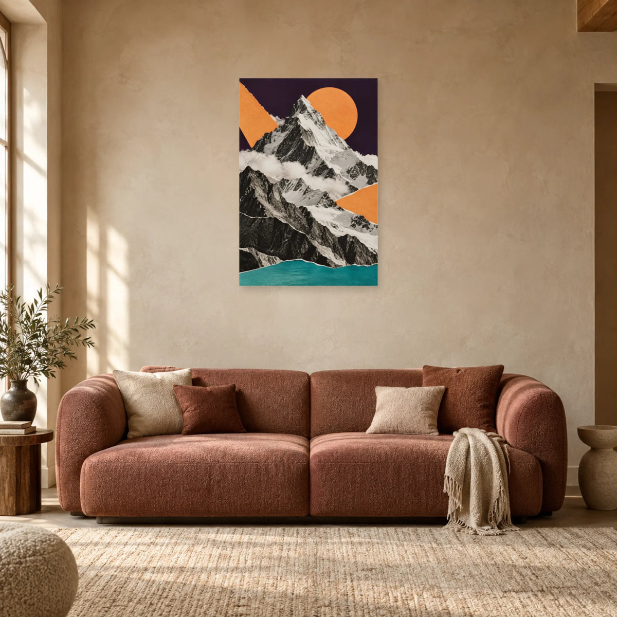 Affiche Collage montagne - Fragments d’altitude dans un salon - Art Virtuoso