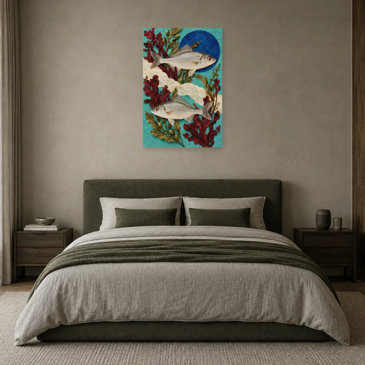Affiche Collage poissons - Jardin marin dans une chambre - Art Virtuoso