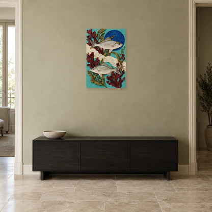 Affiche Collage poissons - Jardin marin dans une entrée ou un couloir - Art Virtuoso
