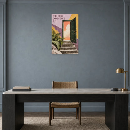 Affiche Collage porte - Ailleurs commence ici dans un bureau - Art Virtuoso