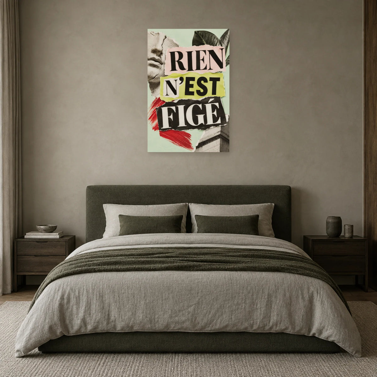 Affiche Collage typographique - Rien n’est figé dans une chambre - Art Virtuoso