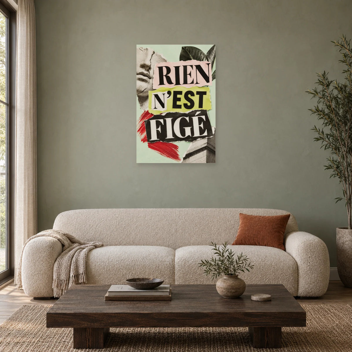 Affiche Collage typographique - Rien n’est figé dans un salon - Art Virtuoso