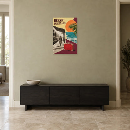 Affiche Collage voyage - Départ imaginaire dans une entrée ou un couloir - Art Virtuoso