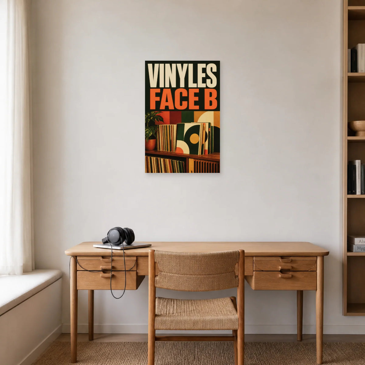 Affiche Collection de vinyles – Face B dans un bureau - Art Virtuoso