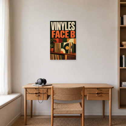 Affiche Collection de vinyles – Face B dans un bureau - Art Virtuoso