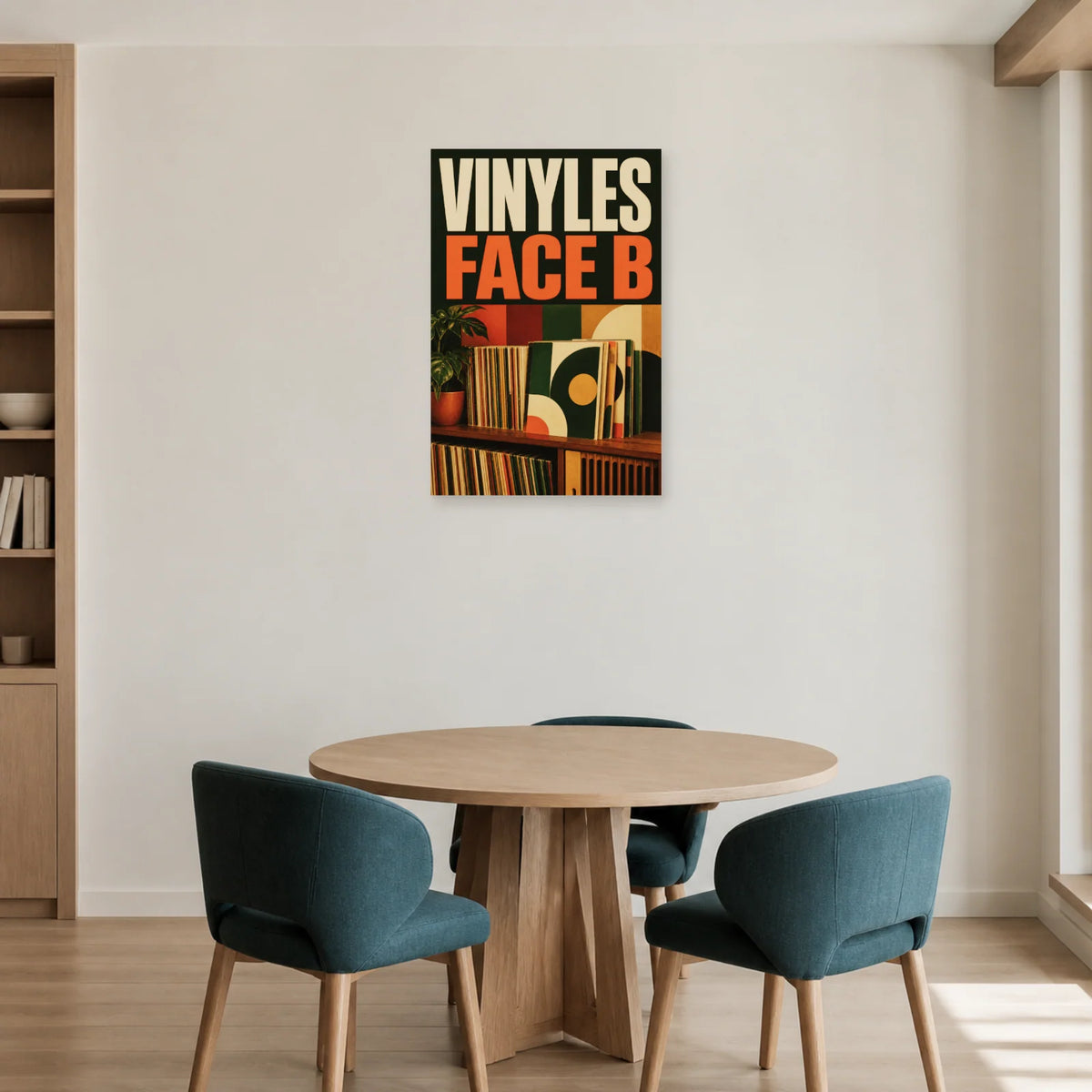 Affiche Collection de vinyles – Face B dans une salle à manger - Art Virtuoso