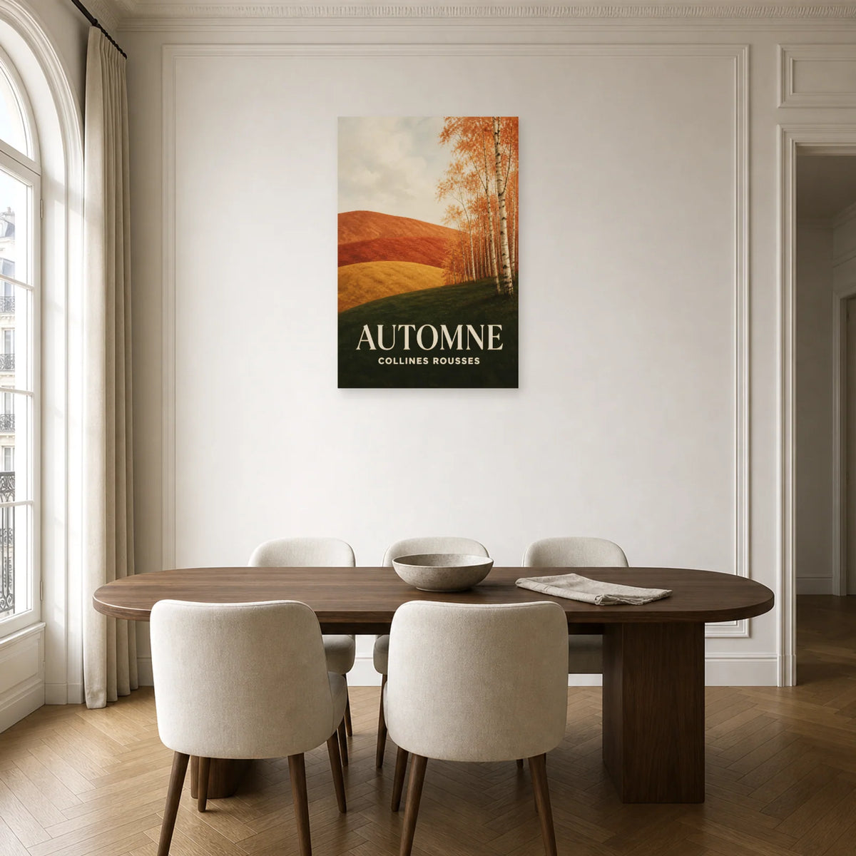 Affiche Automne - Collines rousses dans une salle à manger - Art Virtuoso