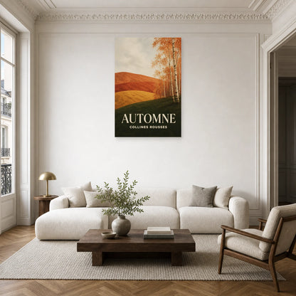 Affiche Automne - Collines rousses dans un salon - Art Virtuoso