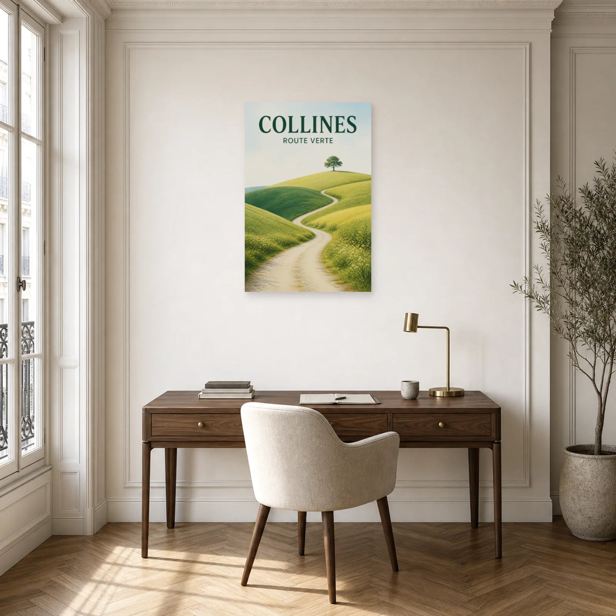 Affiche Collines - Route verte dans un bureau - Art Virtuoso
