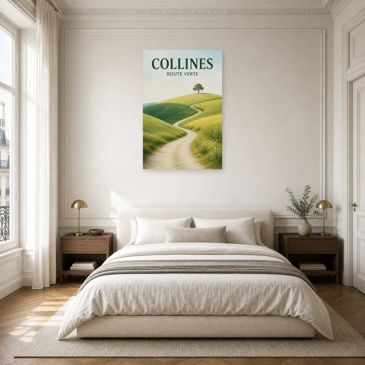 Affiche Collines - Route verte dans une chambre - Art Virtuoso