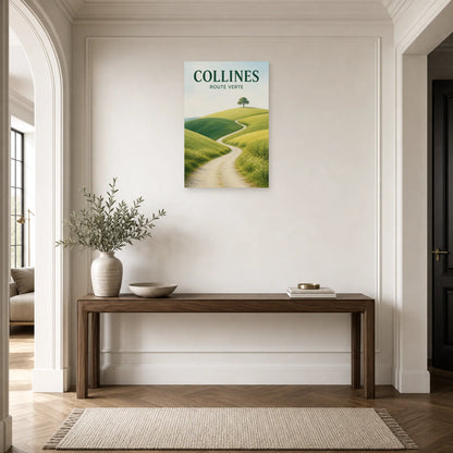 Affiche Collines - Route verte dans une entrée ou un couloir - Art Virtuoso