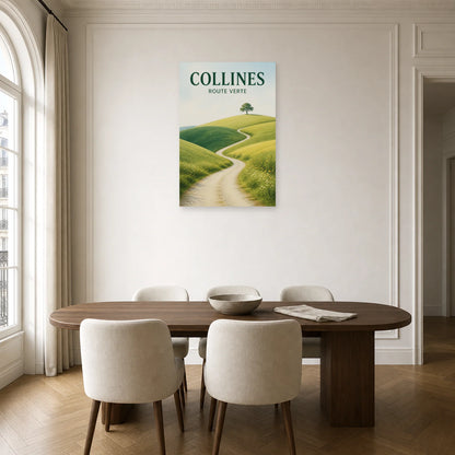 Affiche Collines - Route verte dans une salle à manger - Art Virtuoso